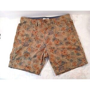 Denim & Flower Ricky Singh Tan Floral Shorts Chino Sz 32